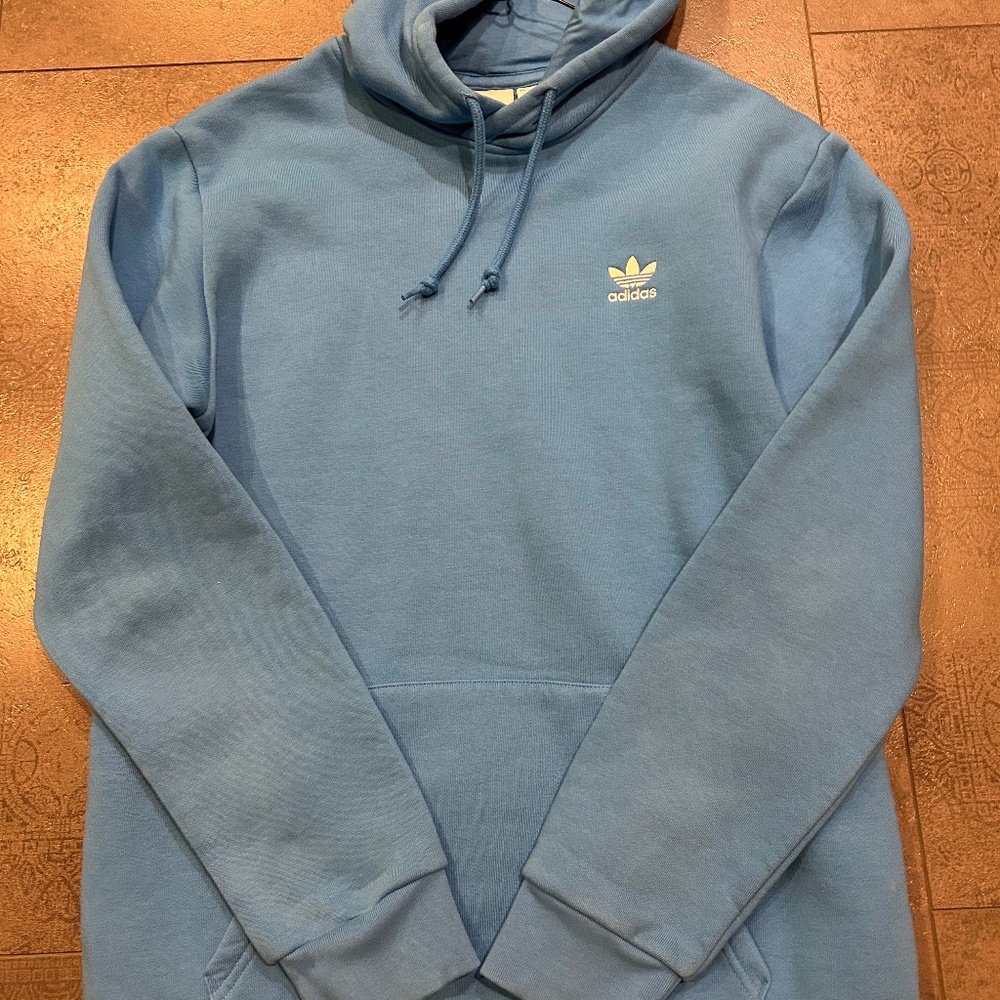 Men’s Blue Adidas Hooded Sweatshirt Adult Medium